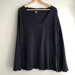 J. Crew navy blue embroidered long sleeve top M